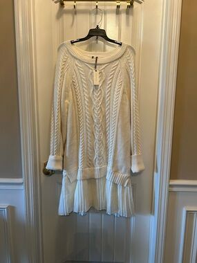 Anthropologie Cream Cable Knit Sweater